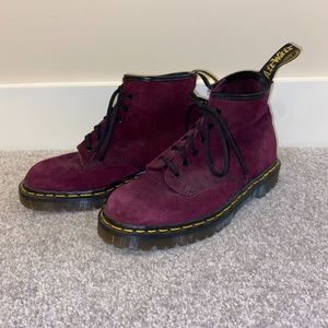 Vintage Magenta Suede Dr Martens Ankle Boot